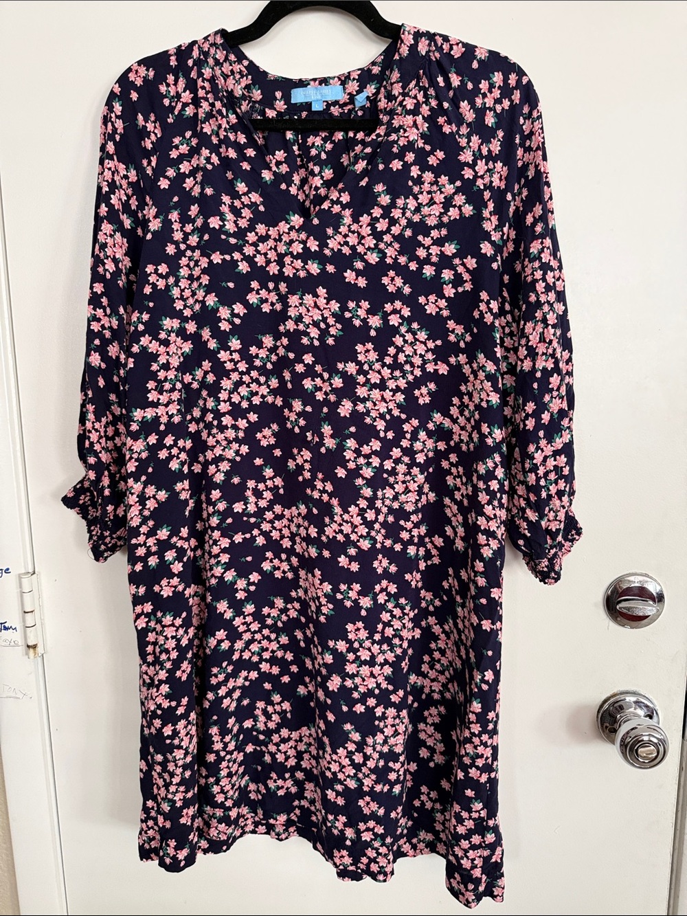 Draper James Navy Dress with Pink Floral Print